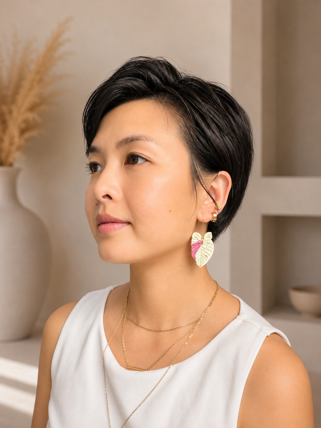Syngonium Milk Confetti Earrings