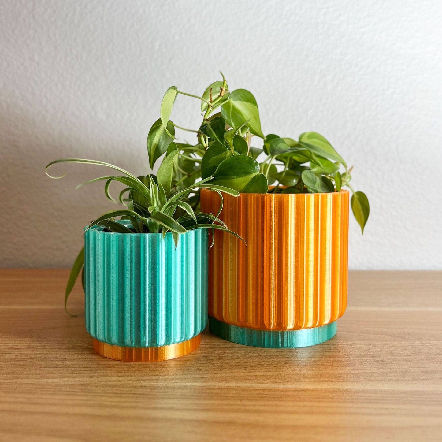 Showgirl Orange & Turquoise Planter Trio – 3" 4" 5": Mixed (as shown in photos)