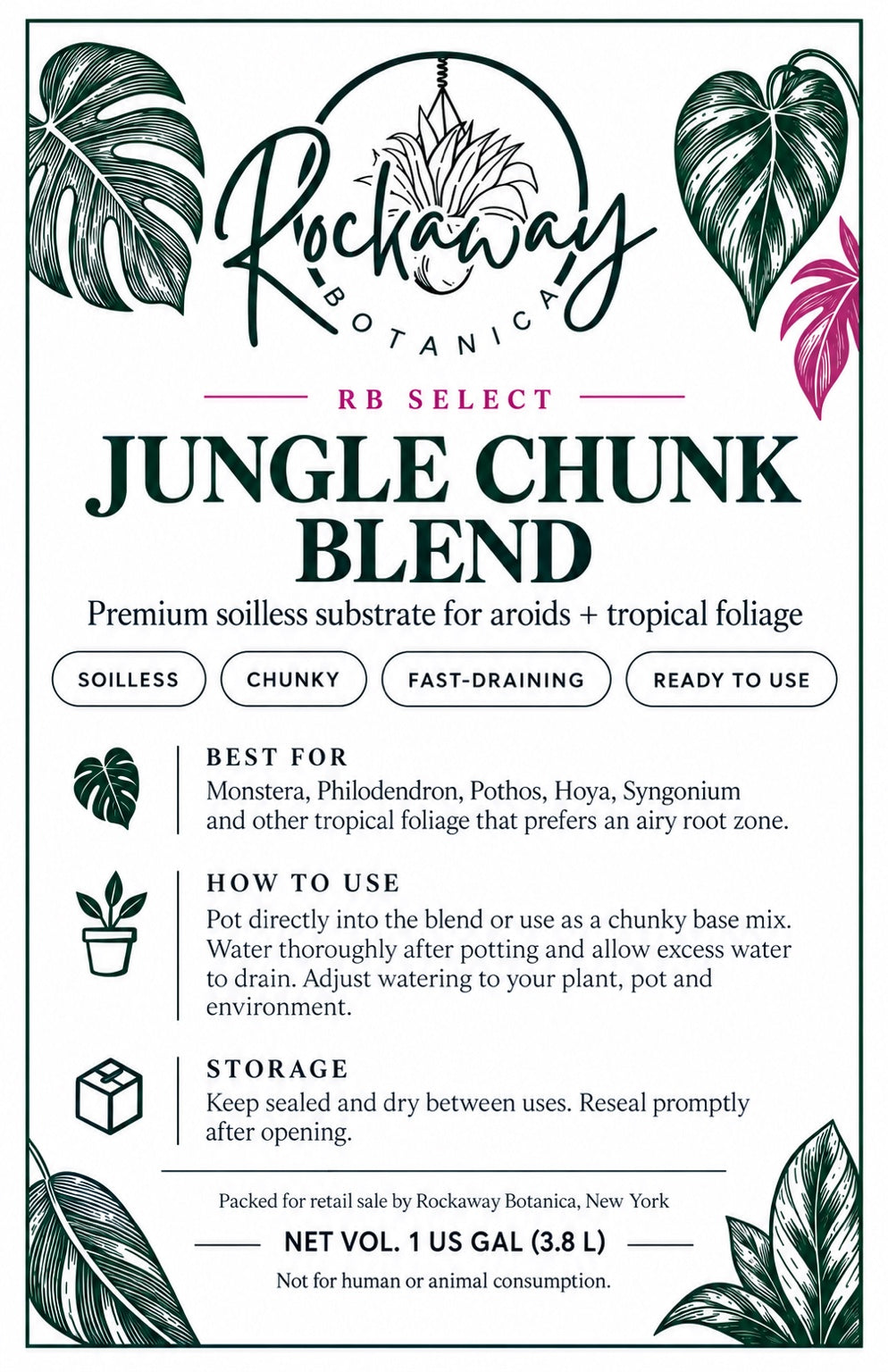 Rockaway Botanica RB Select Jungle Chunk Blend 1 Gallon label