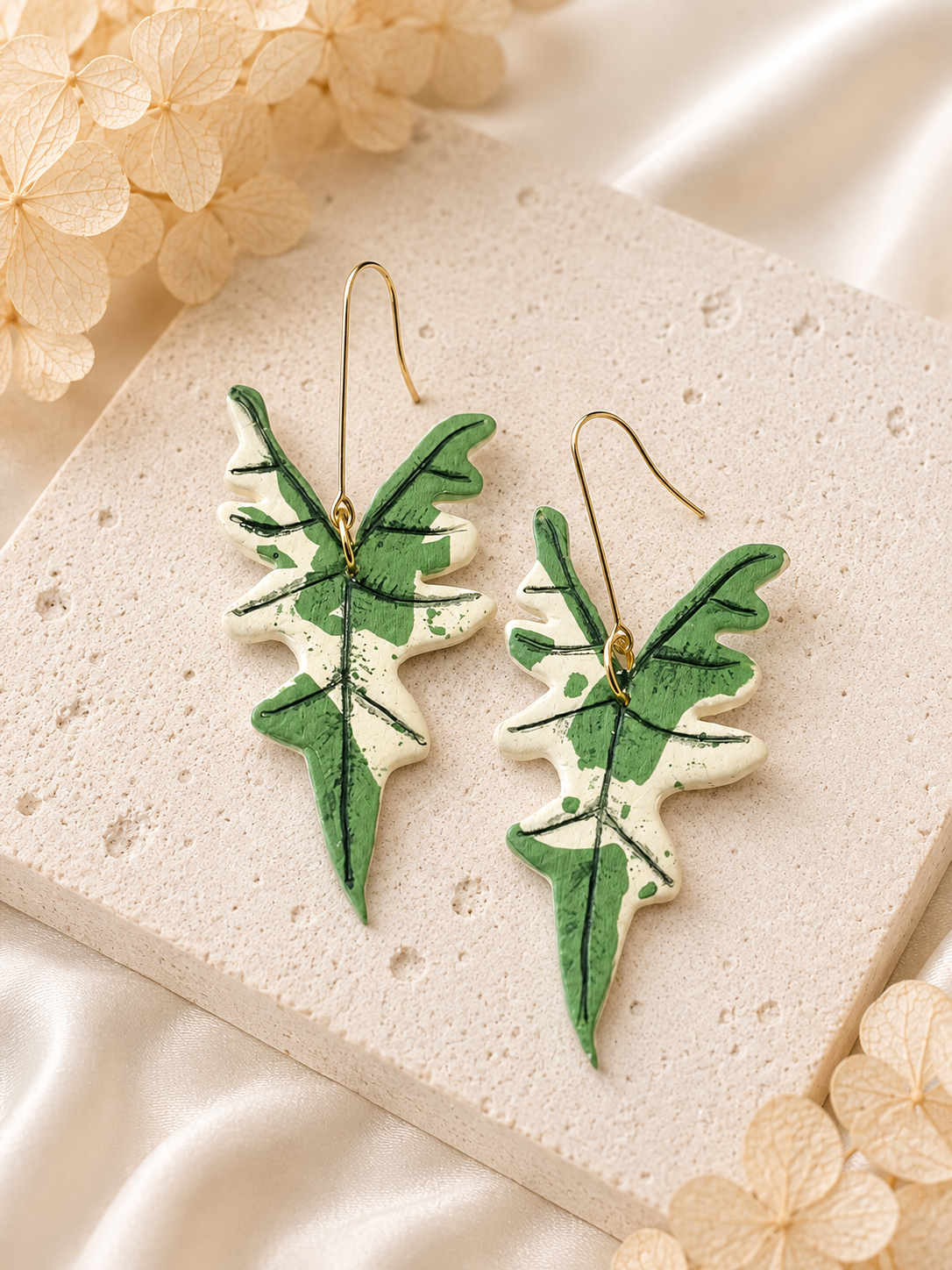 Variegated Alocasia Jacklyn Earrings