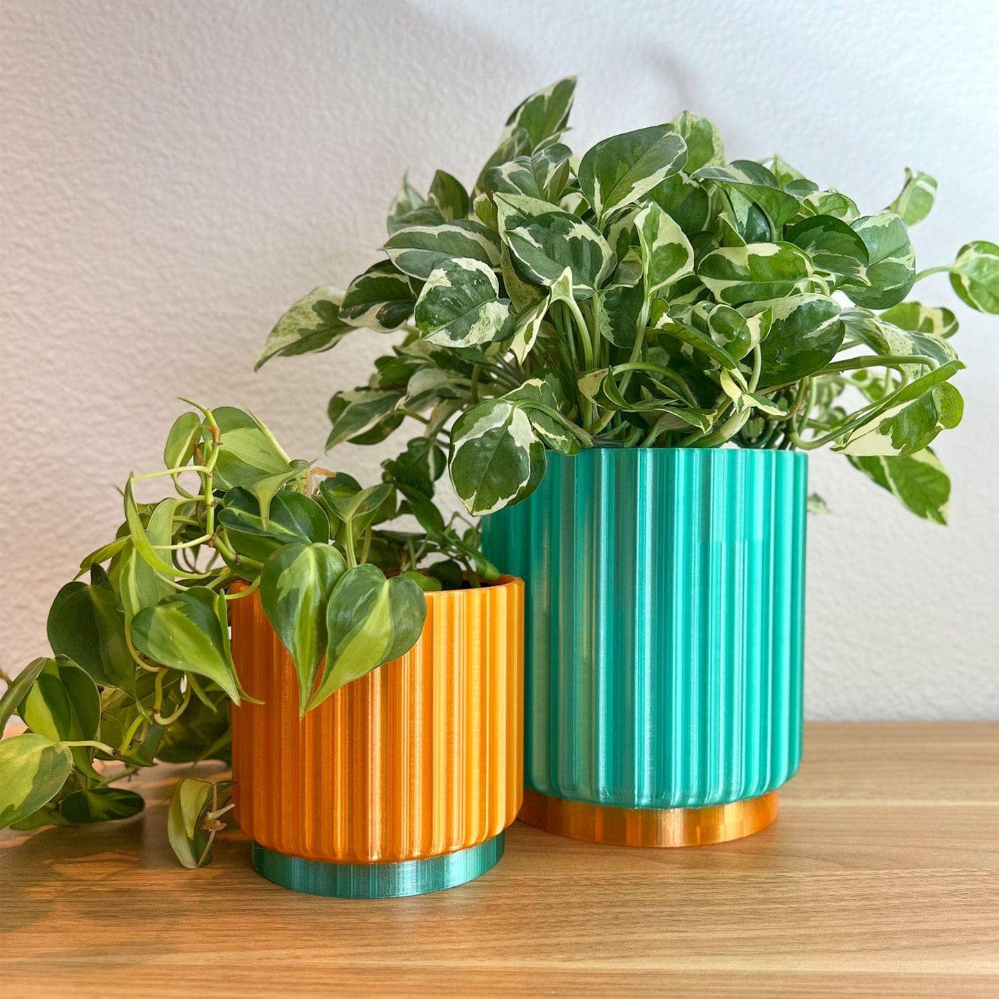Showgirl Orange & Turquoise Planter Trio – 3" 4" 5": Mixed (as shown in photos)
