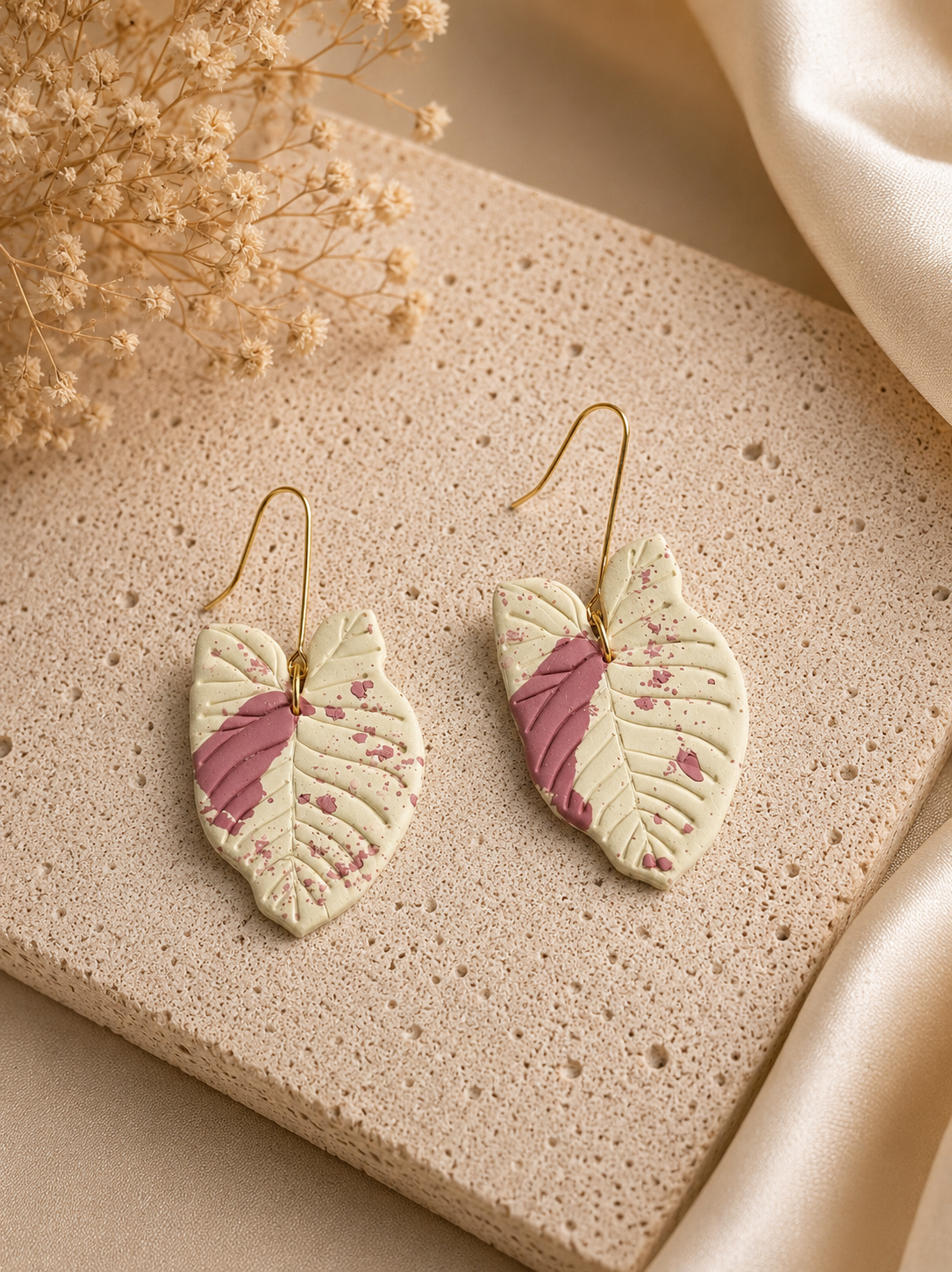 Syngonium Milk Confetti Earrings
