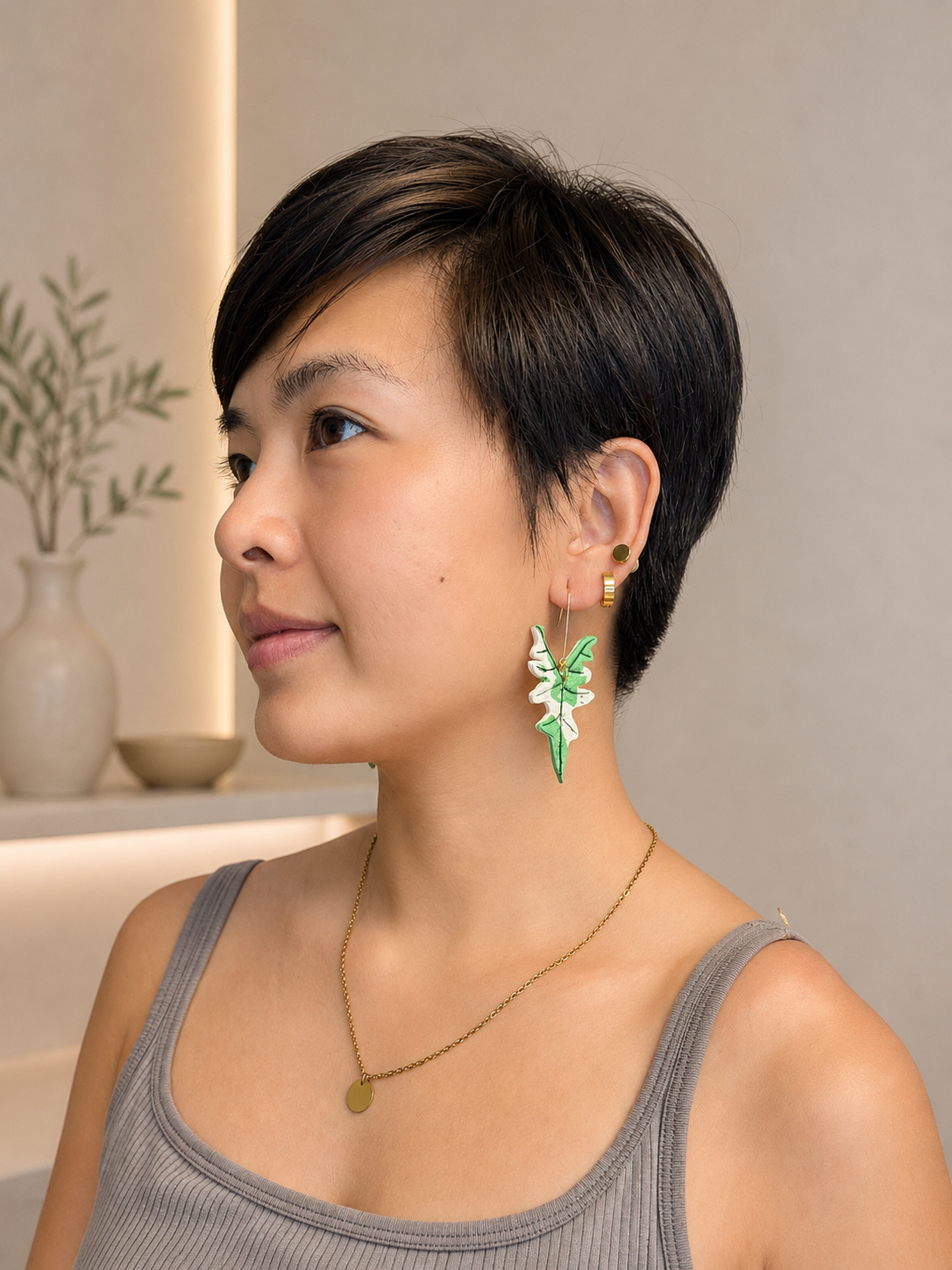 Variegated Alocasia Jacklyn Earrings