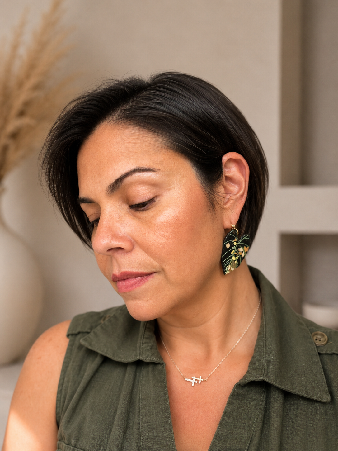 Lava Maharani Alocasia Earrings