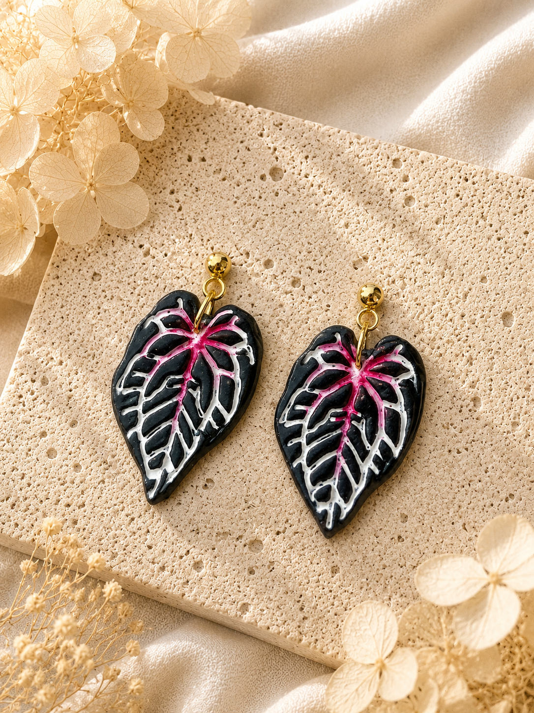 Red Crystal Anthurium Earrings