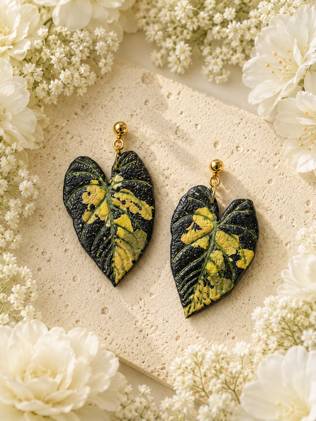 Lava Maharani Alocasia Earrings