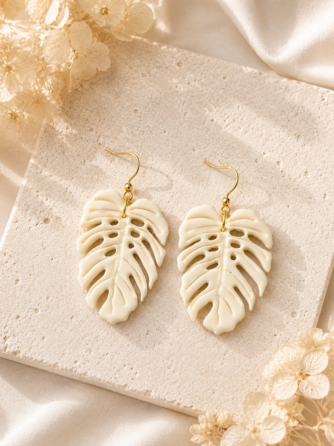 Ghost Monstera Earrings
