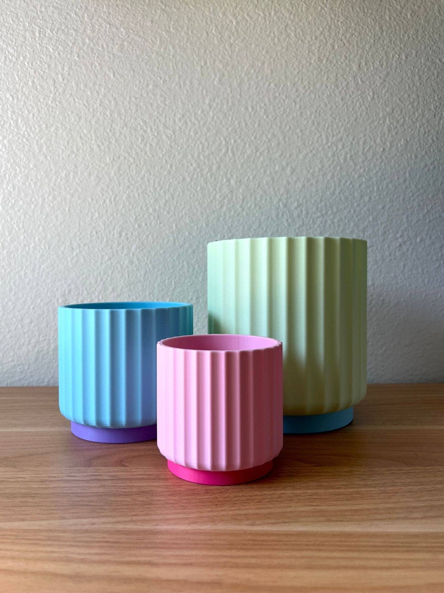 Rainbow 3-Piece Set – Bold Colorful Planters (3", 4", 5"): Tropical Twist (Pink Yellow Purple)